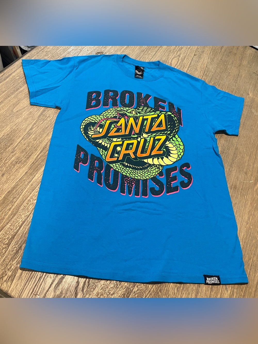 Men’s Broken Promises Blue, Graphic Print S/S T-Shirt, Size Medium